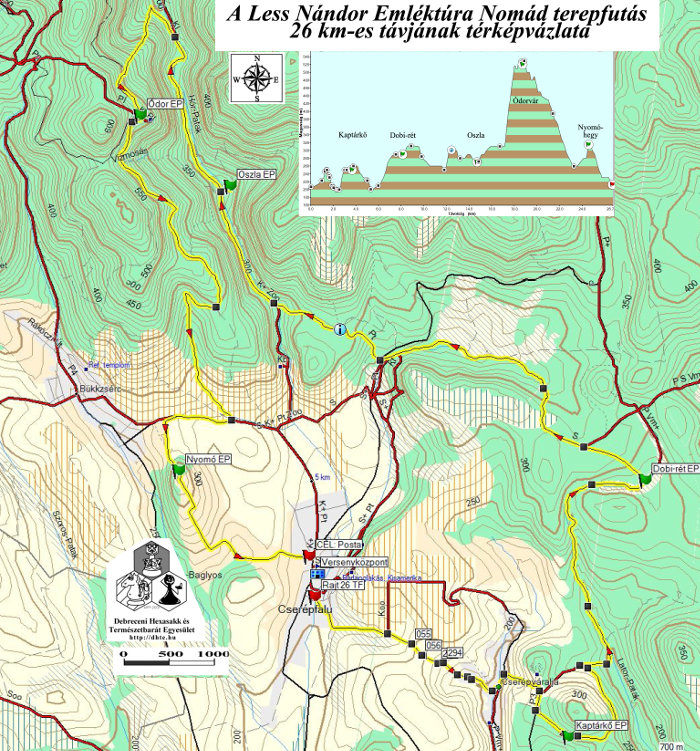 Nomád terepfutás - térkép, 26 km